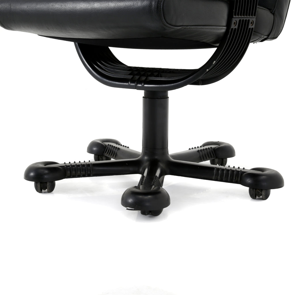 Black Leather Rolling Desk Chair