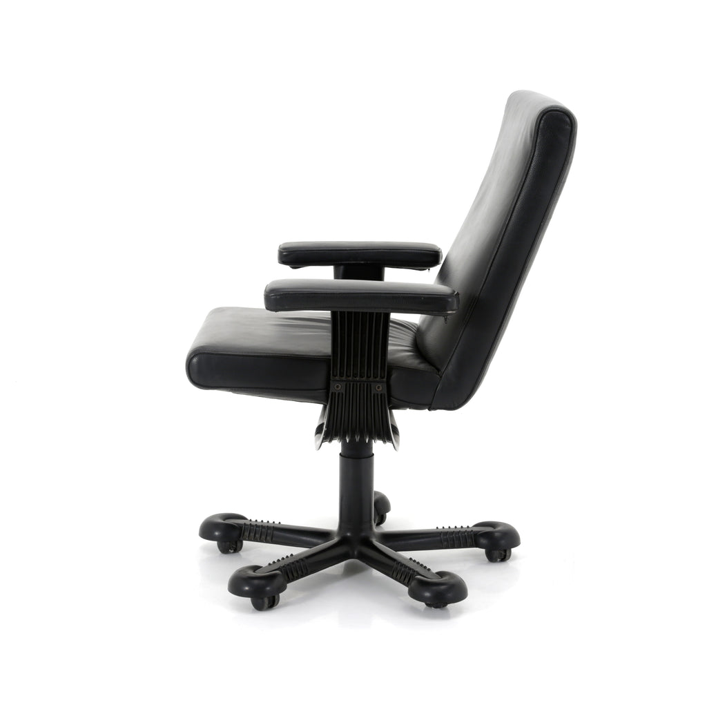 Black Leather Rolling Desk Chair