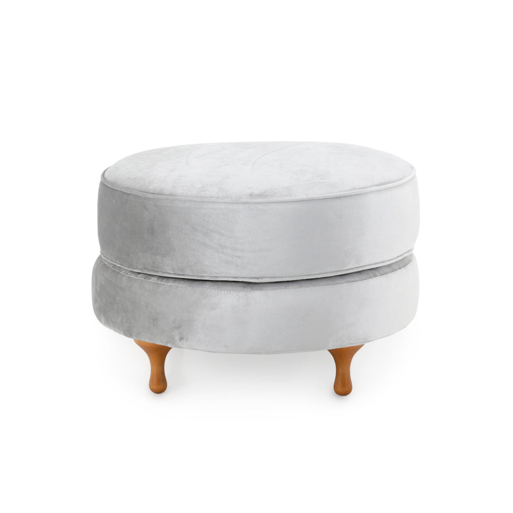 Silver Velvet Chair + Ottoman