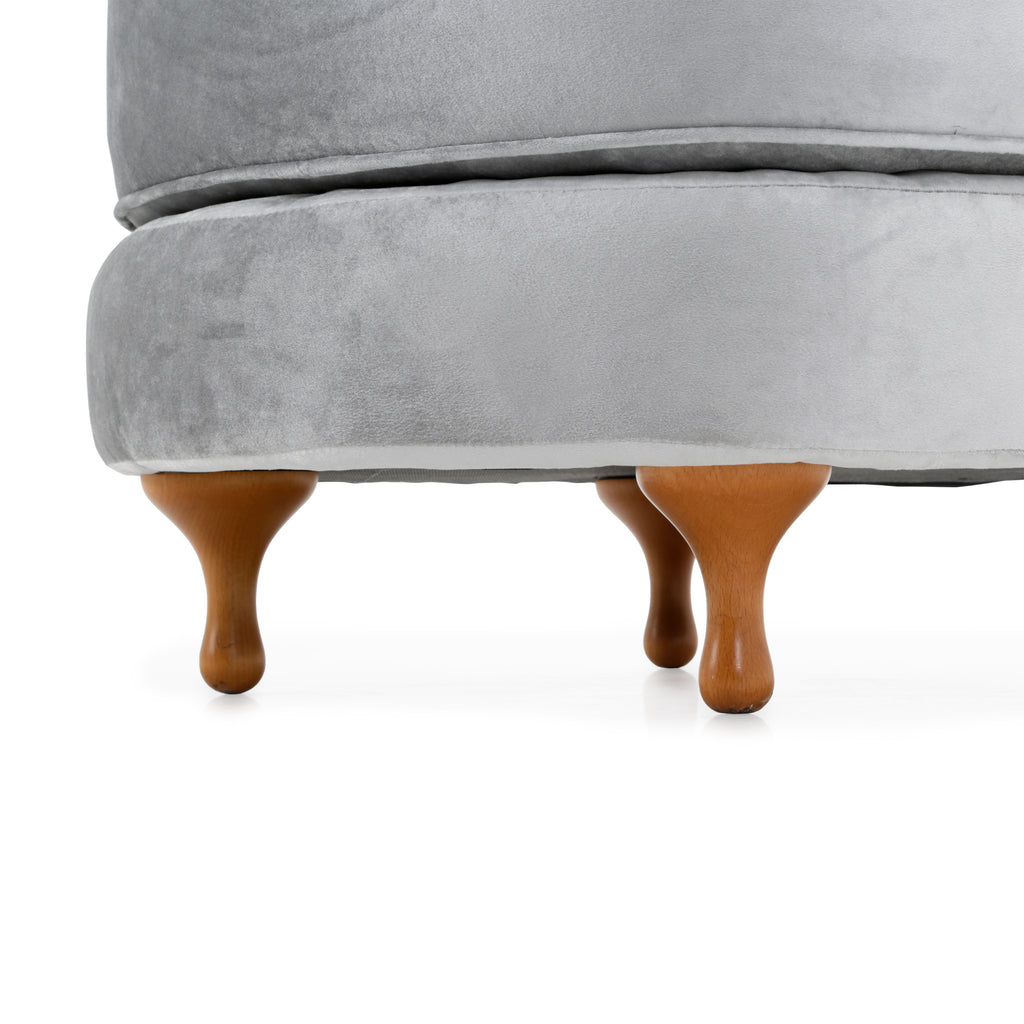 Silver Velvet Chair + Ottoman