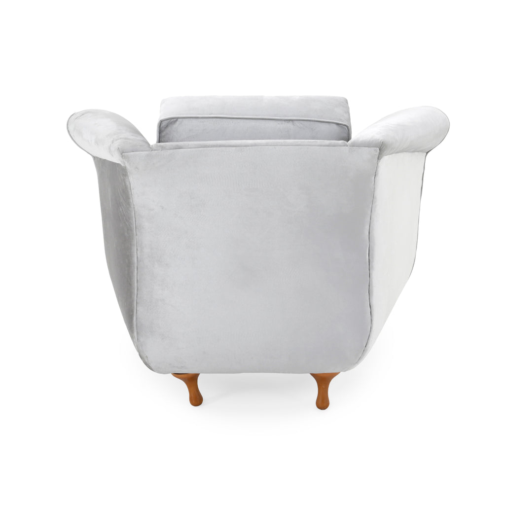 Silver Velvet Chair + Ottoman