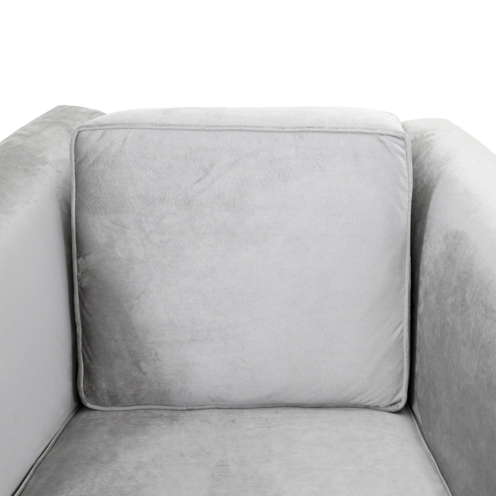 Silver Velvet Chair + Ottoman