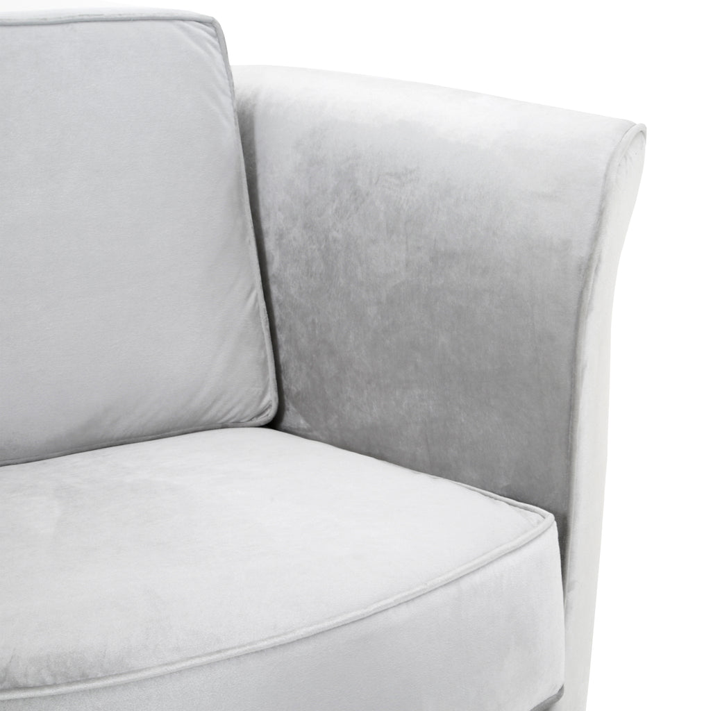 Silver Velvet Chair + Ottoman