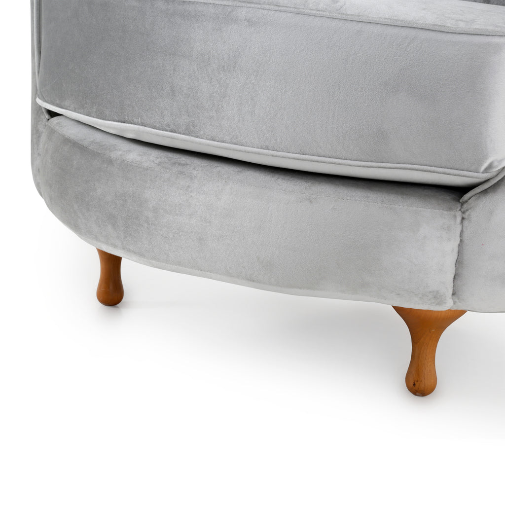 Silver Velvet Chair + Ottoman
