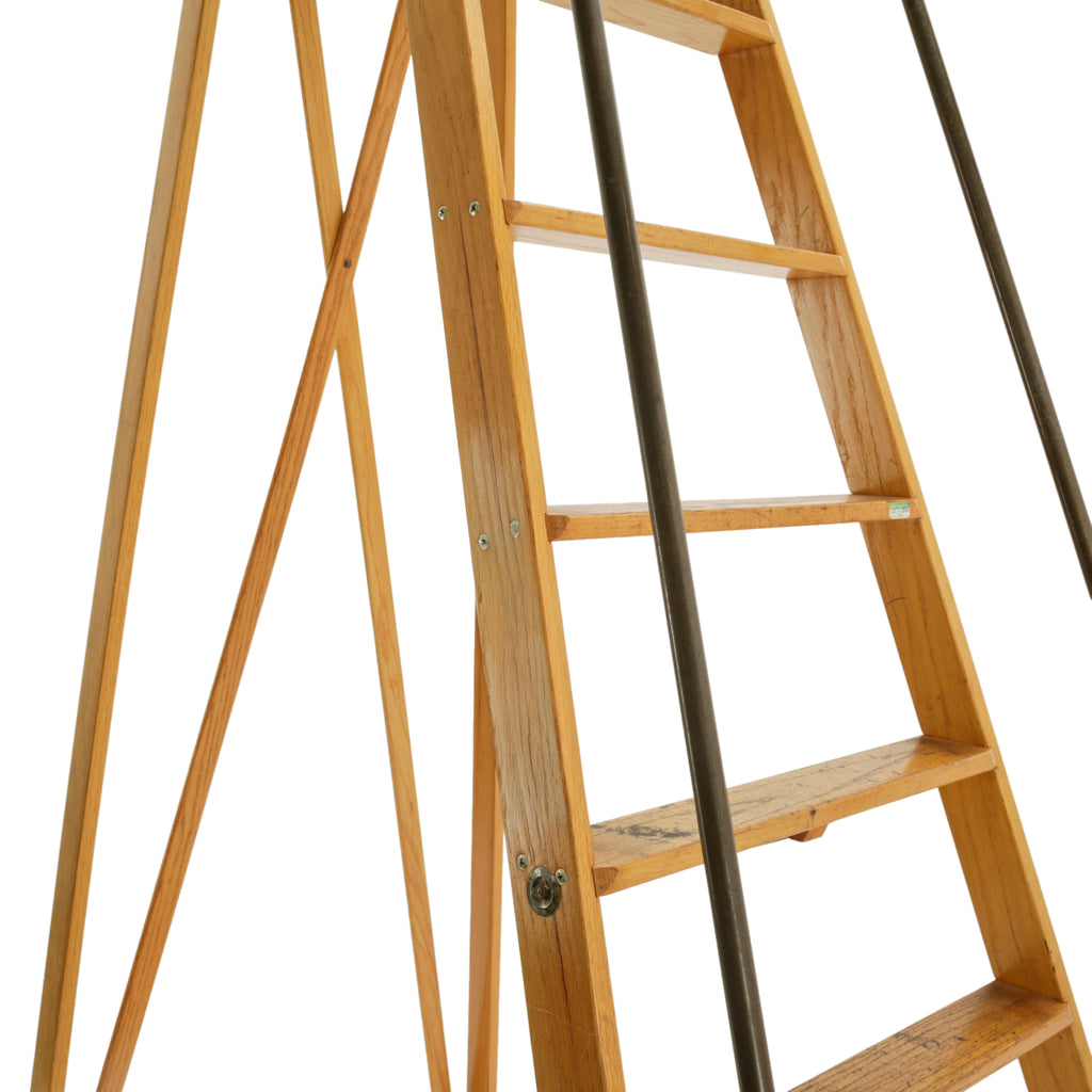Rolling Wood Industrial Ladder