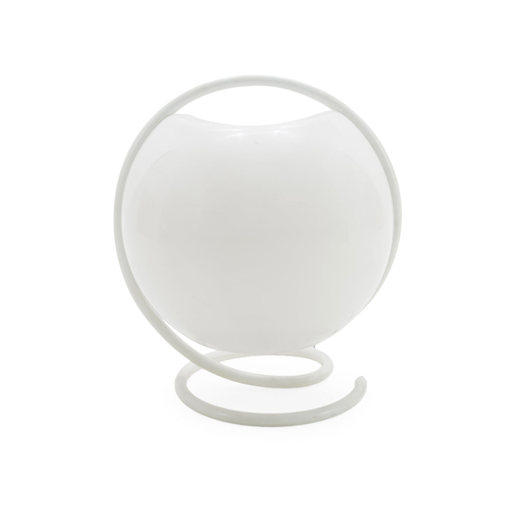 White Spherical Floor Lamp with Spiral Base