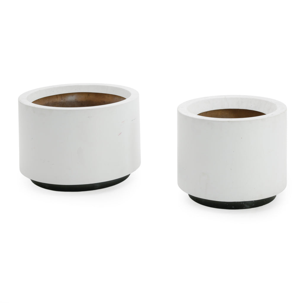 White Planters with Recessed Bases (Set of 2)
