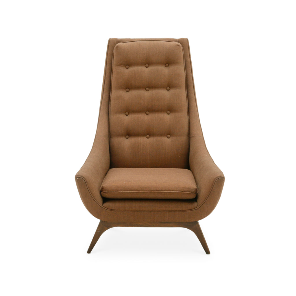 Brown Fabric Modern High-Back Armchair
