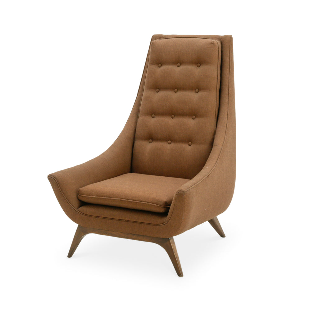 Brown Fabric Modern High-Back Armchair