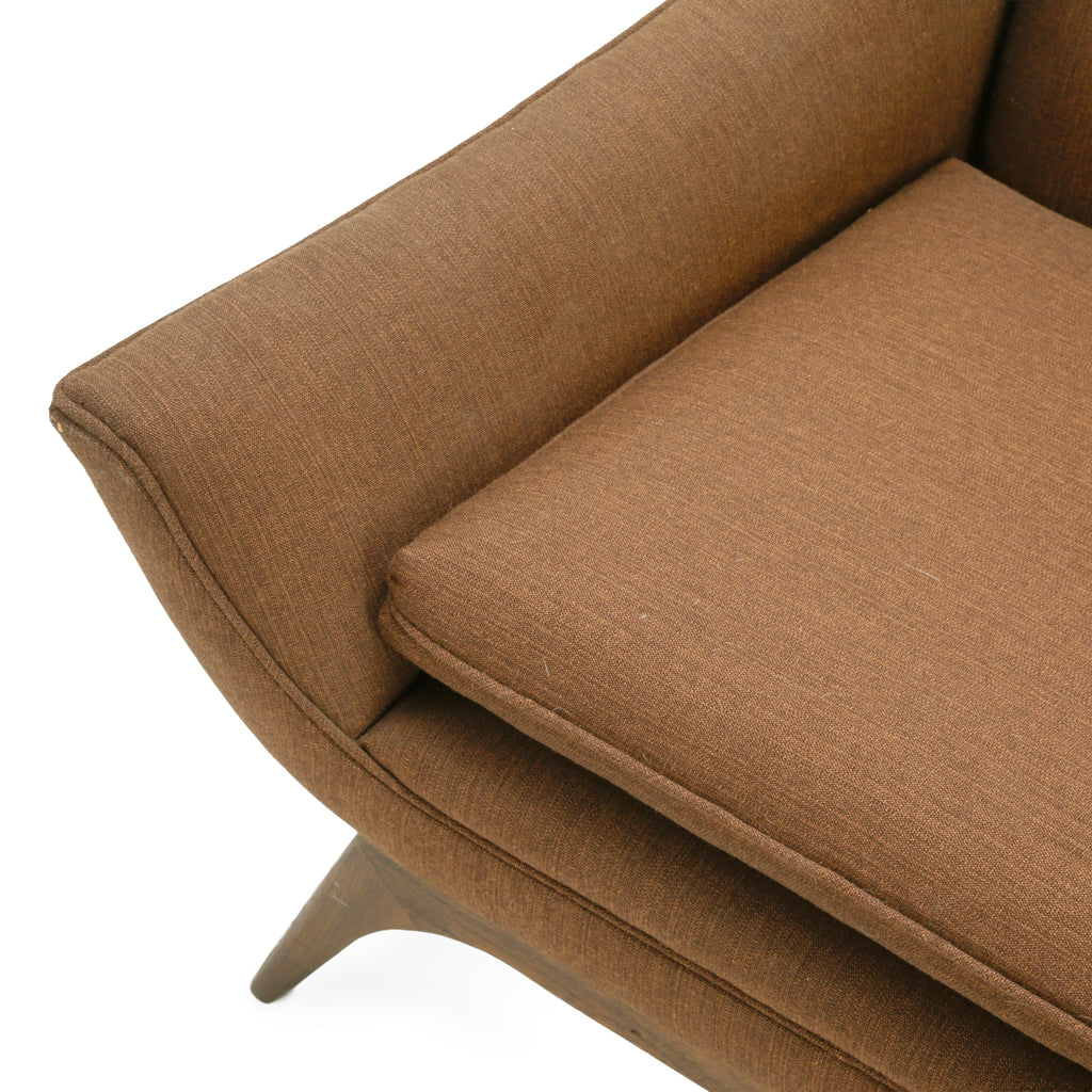 Brown Fabric Modern High-Back Armchair