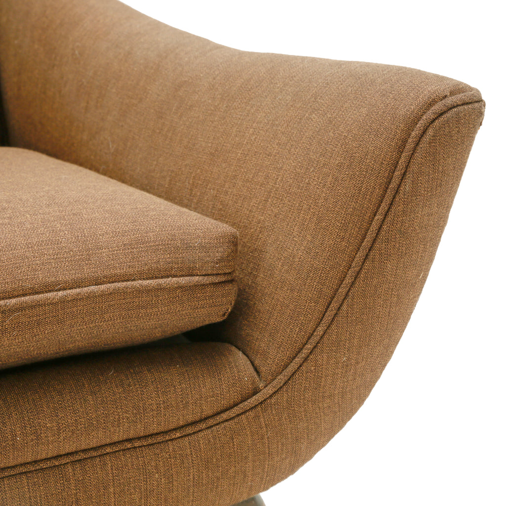 Brown Fabric Modern High-Back Armchair