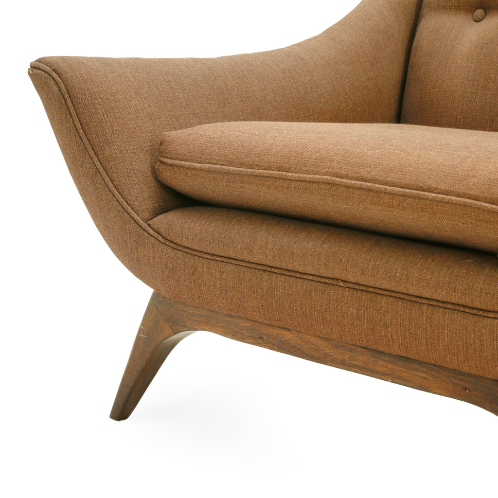 Brown Fabric Modern High-Back Armchair