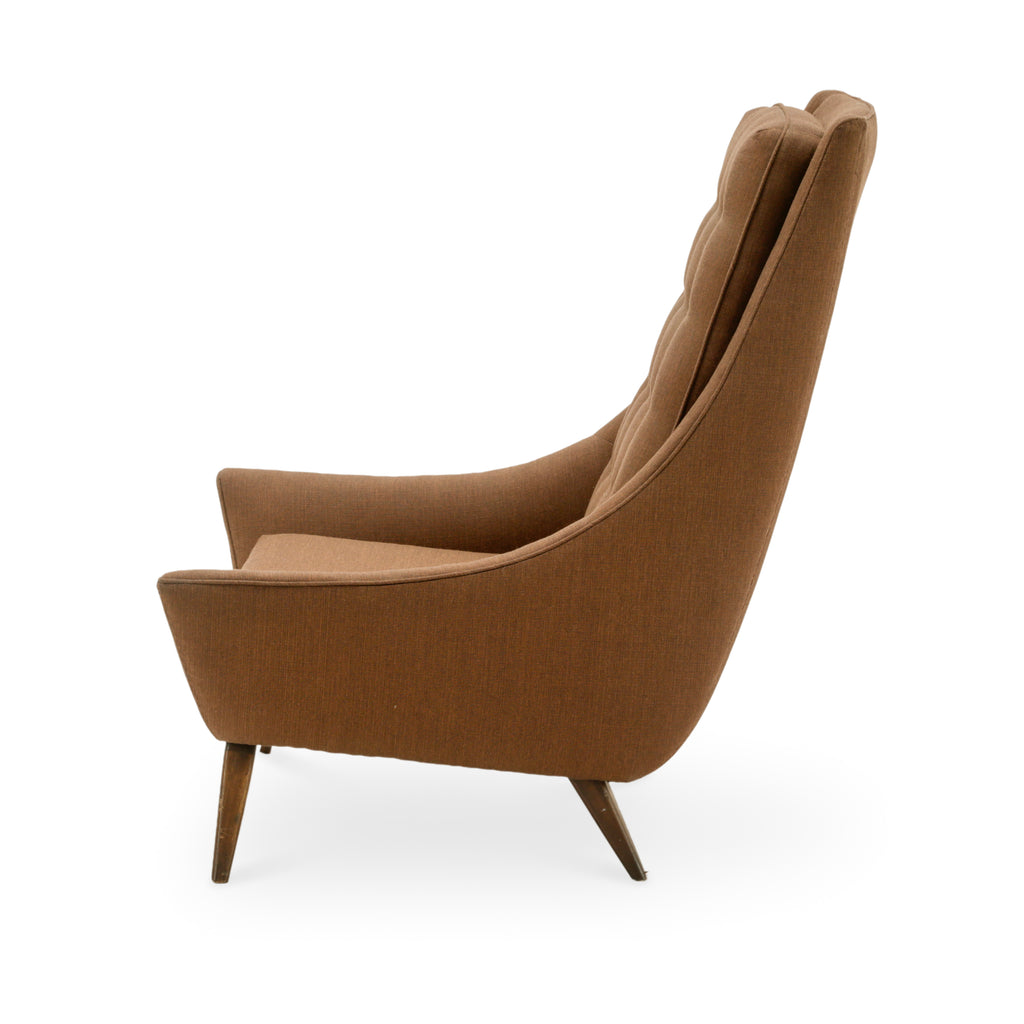 Brown Fabric Modern High-Back Armchair