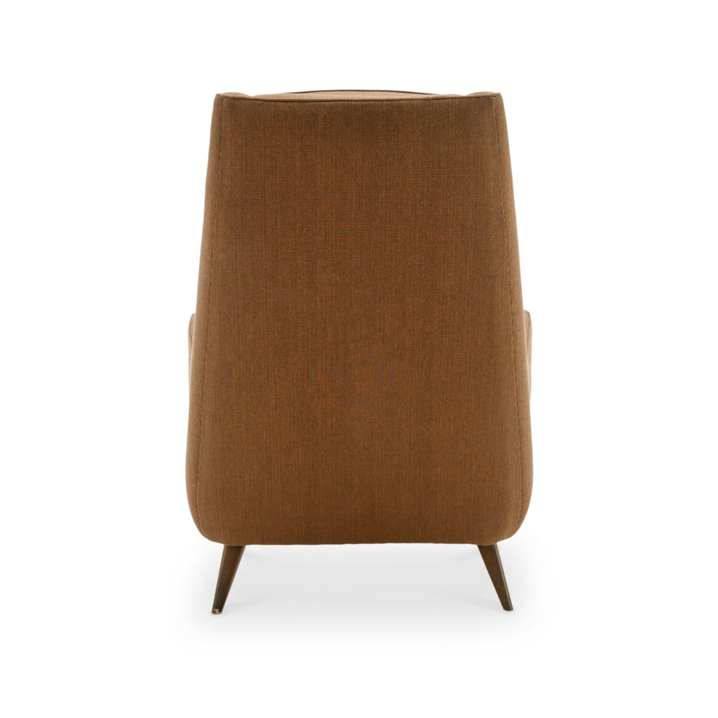 Brown Fabric Modern High-Back Armchair