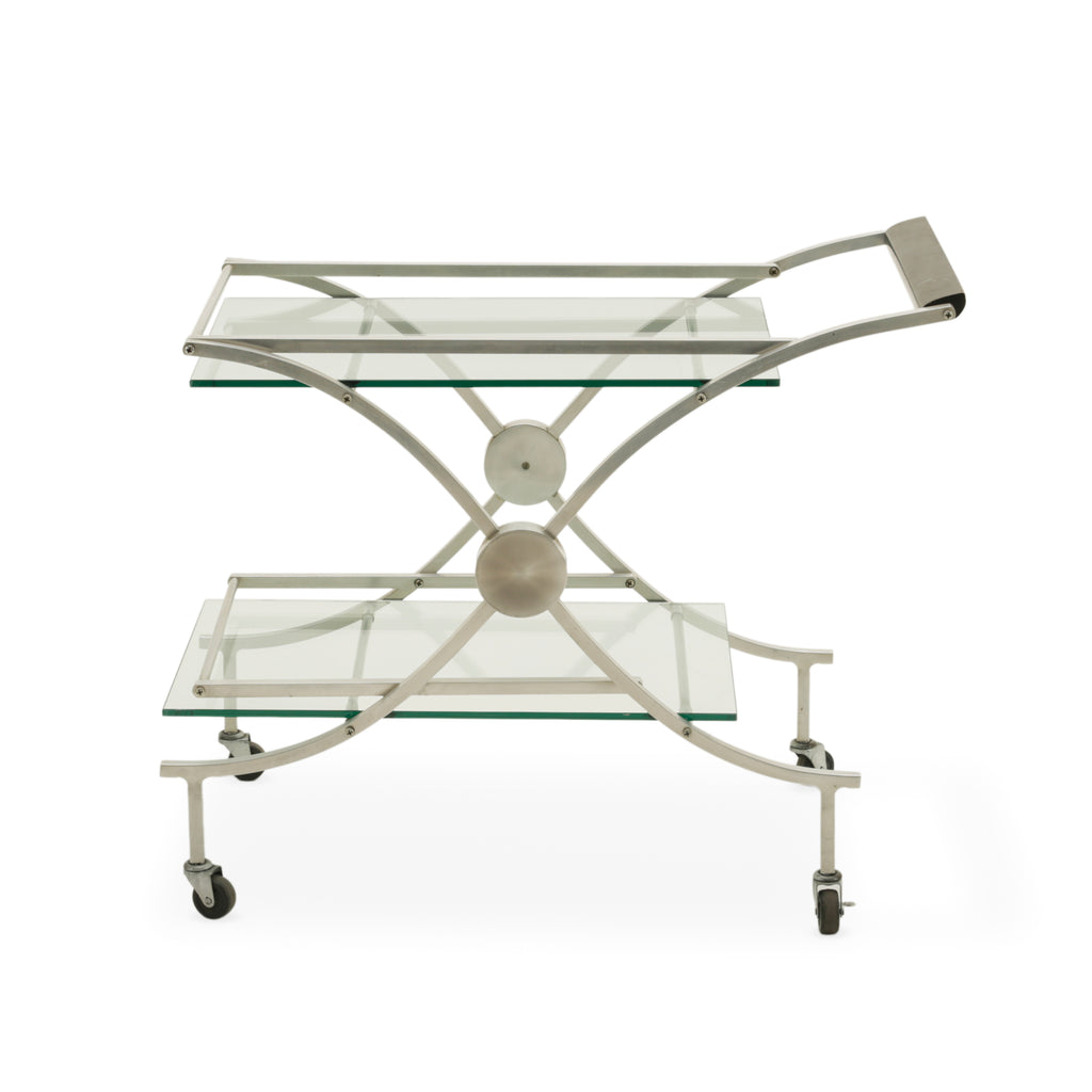 Chrome and Glass Two-Tier Bar Cart