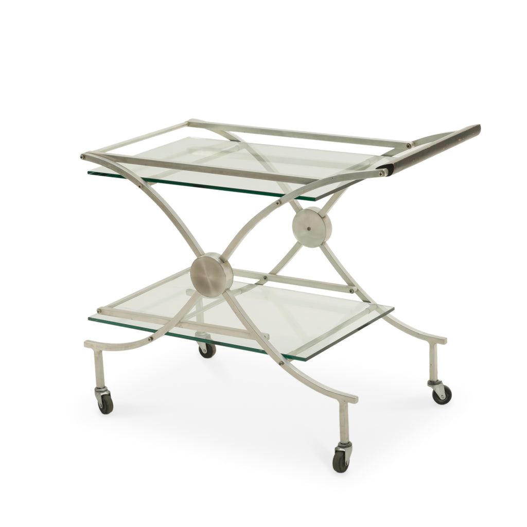 Chrome and Glass Two-Tier Bar Cart