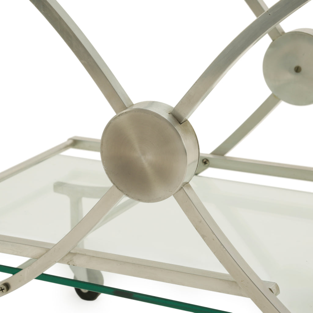 Chrome and Glass Two-Tier Bar Cart