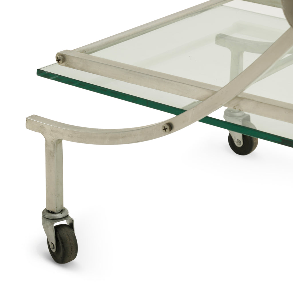 Chrome and Glass Two-Tier Bar Cart