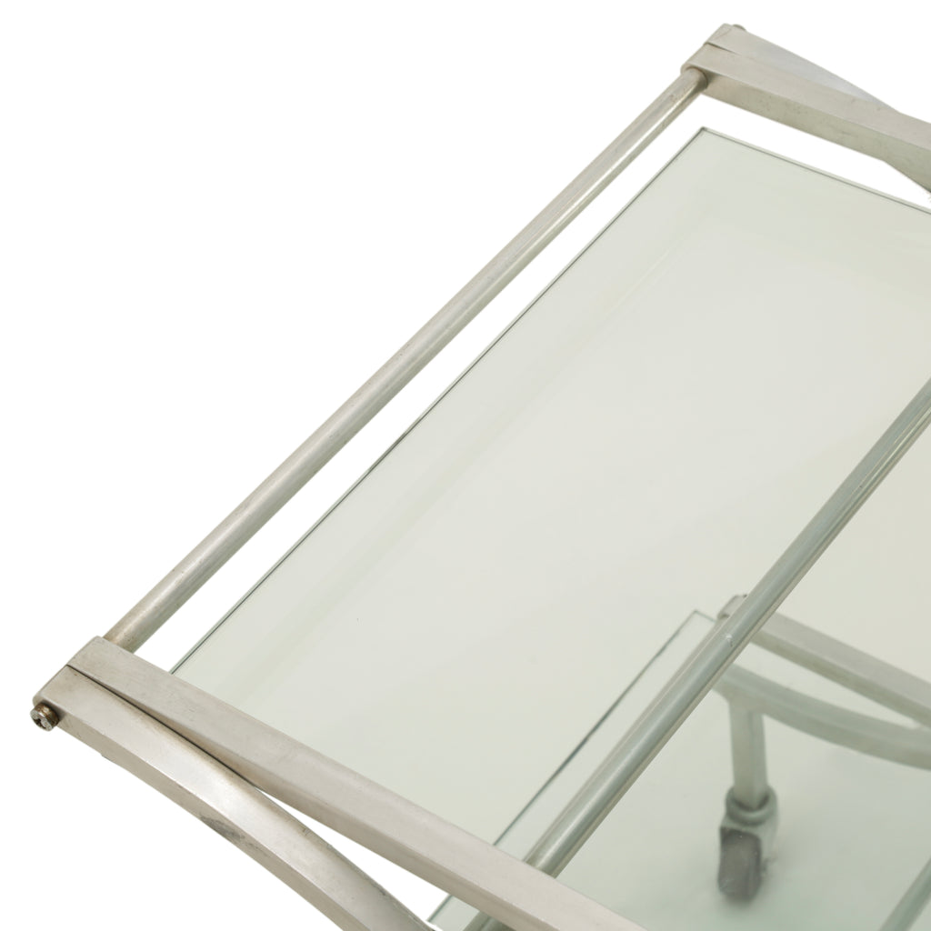 Chrome and Glass Two-Tier Bar Cart