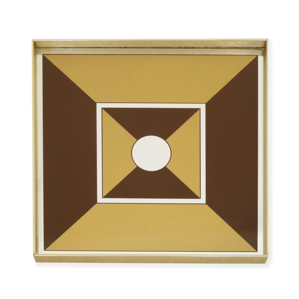 Brown Tan and White Geometric Mirror Art