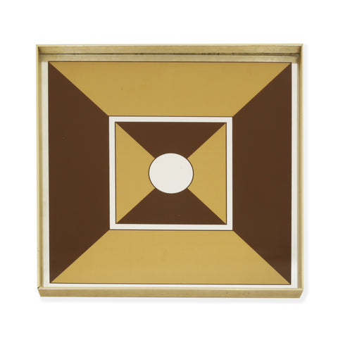 Brown Tan and White Geometric Mirror Art