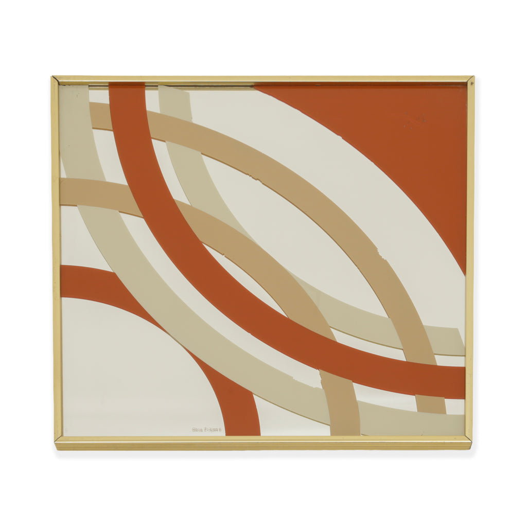 Terracotta and Beige Abstract Mirror Art