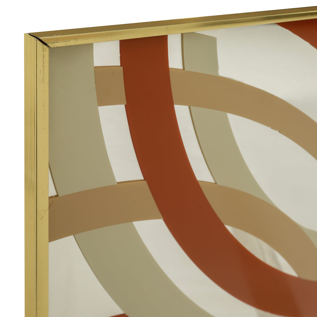 Terracotta and Beige Abstract Mirror Art