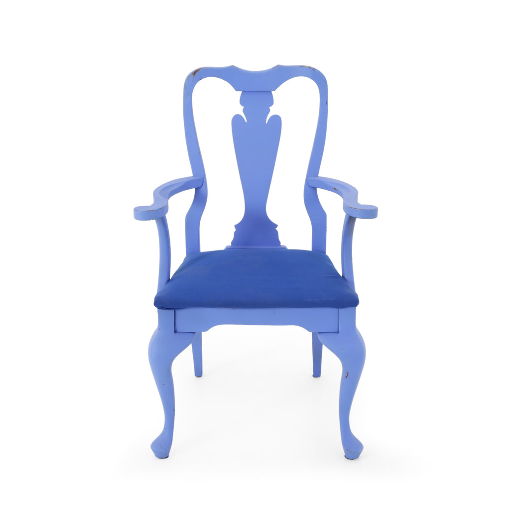 Periwinkle Blue Painted Wood Armchair w/ Cushion