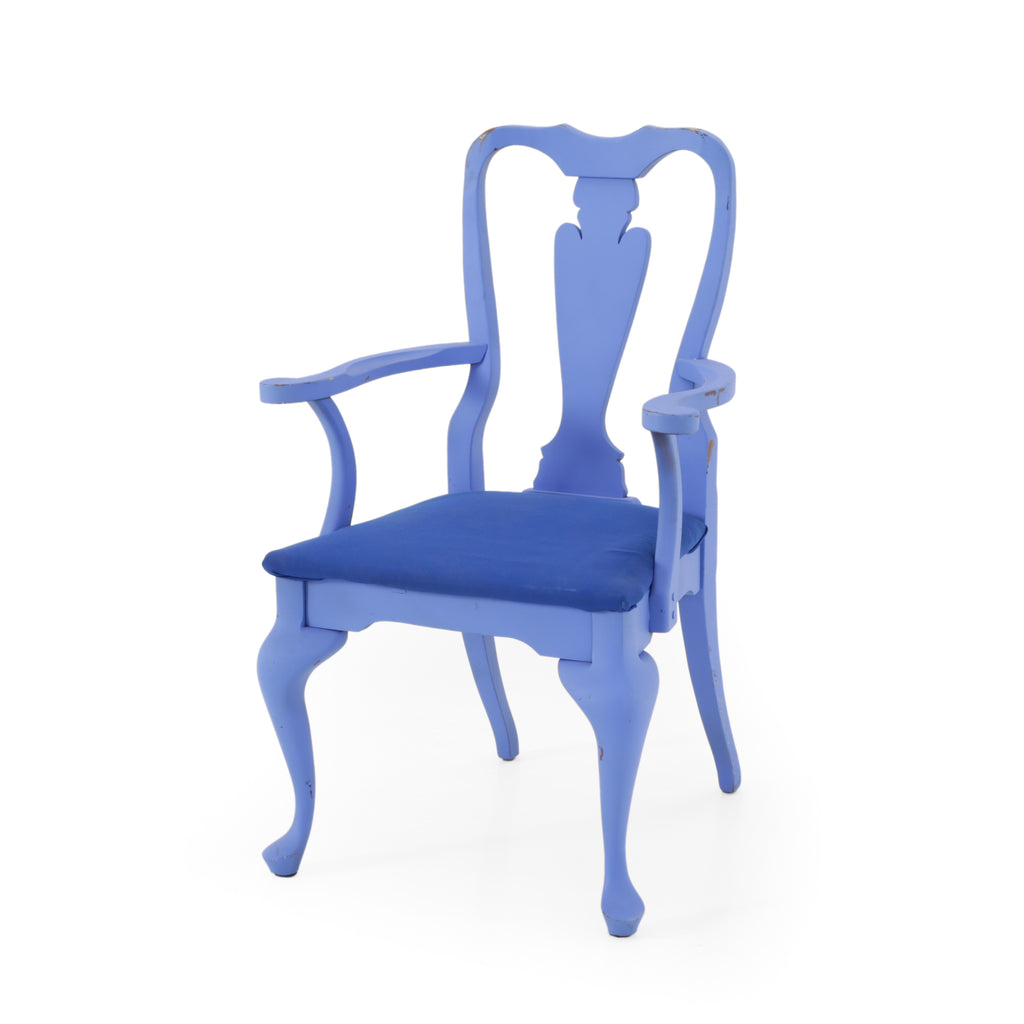 Periwinkle Blue Painted Wood Armchair w/ Cushion