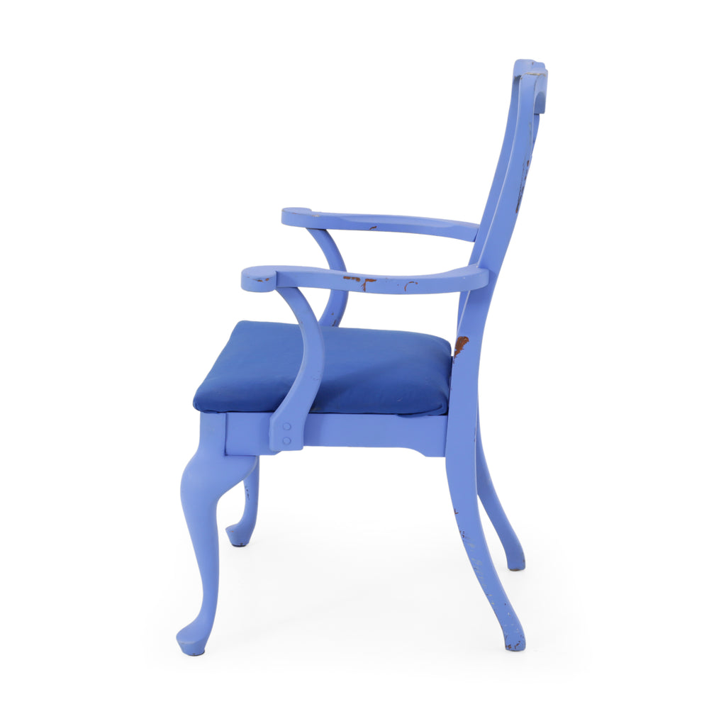Periwinkle Blue Painted Wood Armchair w/ Cushion