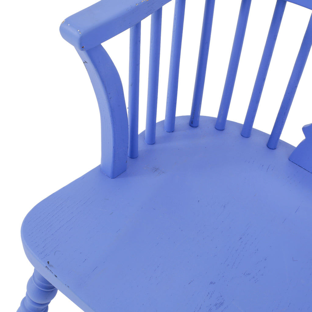 Periwinkle Blue Painted Wood Spindle Armchair