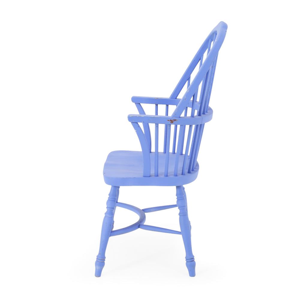 Periwinkle Blue Painted Wood Spindle Armchair