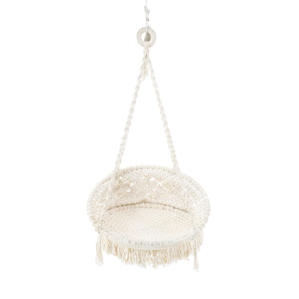 Woven White Macrame Hammock Chair #1