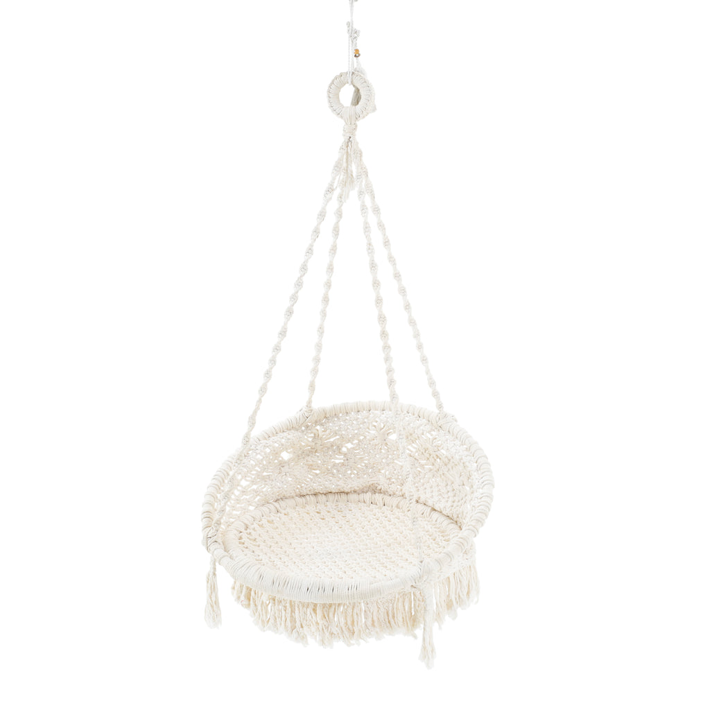 Woven White Macrame Hammock Chair #1