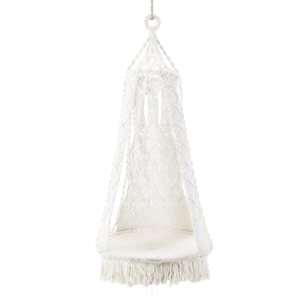 Woven White Macrame Hammock Chair #3