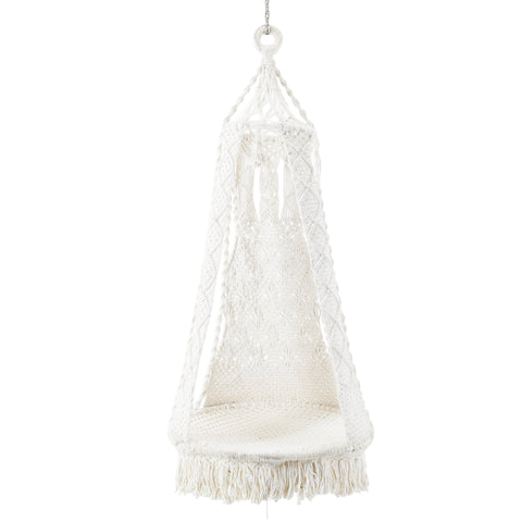 Woven White Macrame Hammock Chair #3