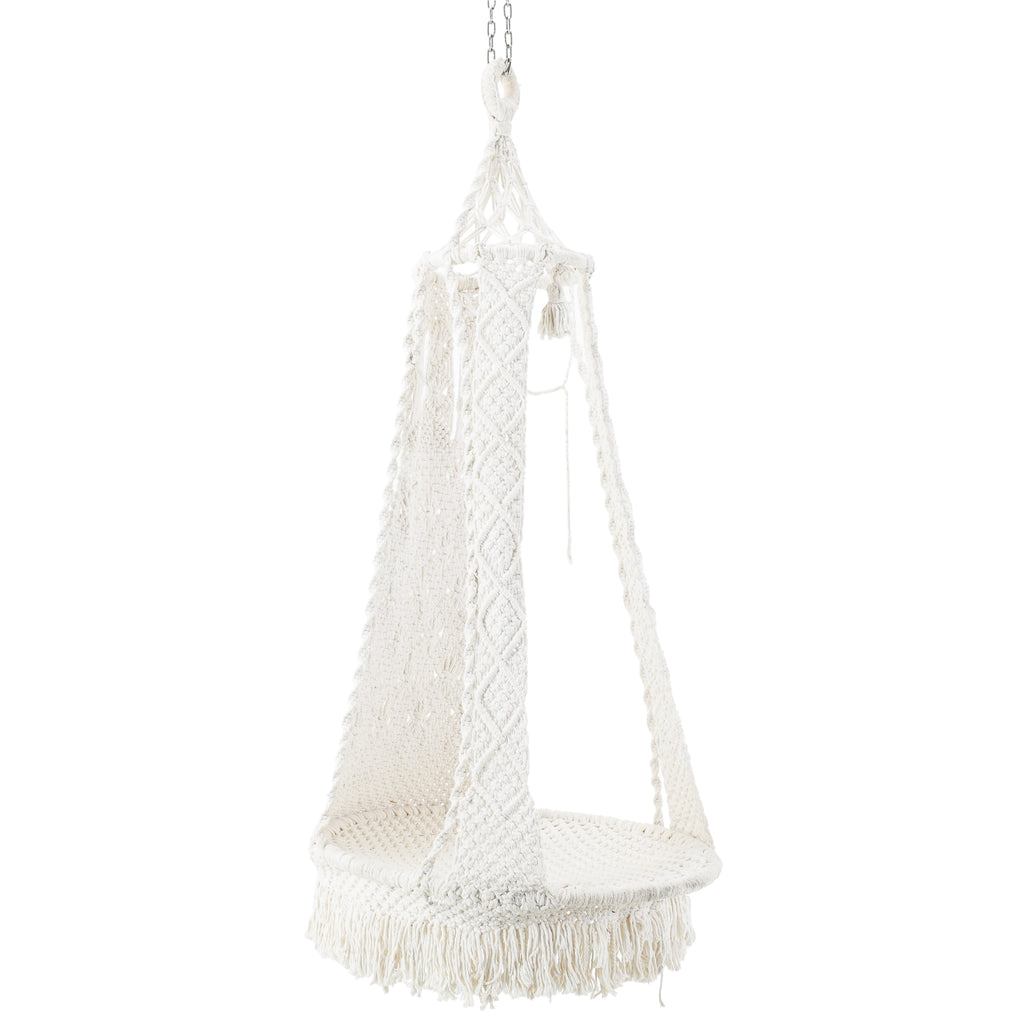 Woven White Macrame Hammock Chair #3