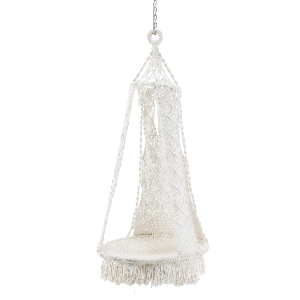 Woven White Macrame Hammock Chair #3