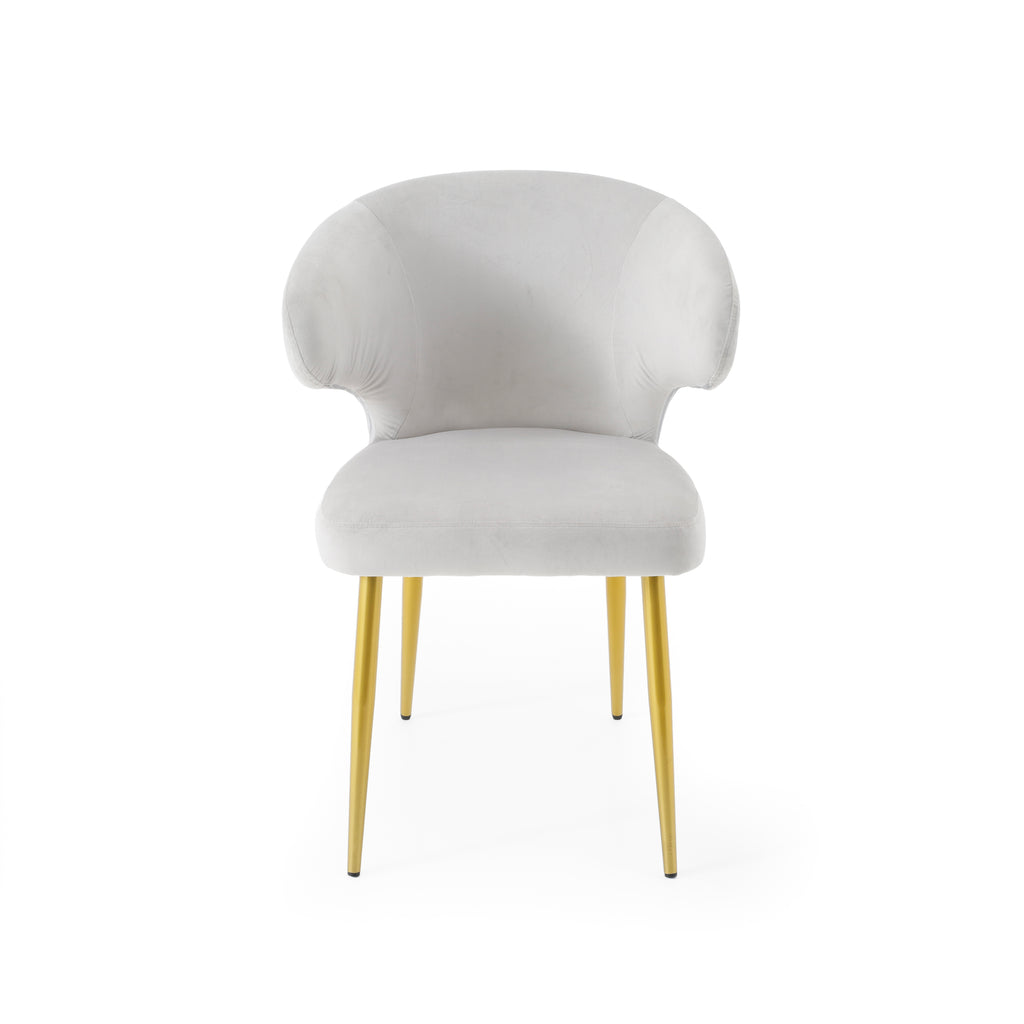 Grey Velvet Wingback Chair w/ Gold Legs