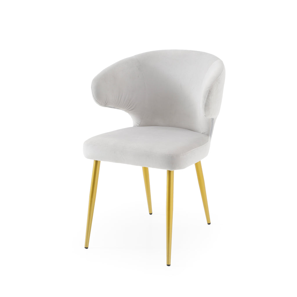 Grey Velvet Wingback Chair w/ Gold Legs