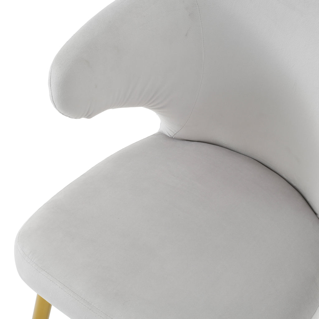 Grey Velvet Wingback Chair w/ Gold Legs