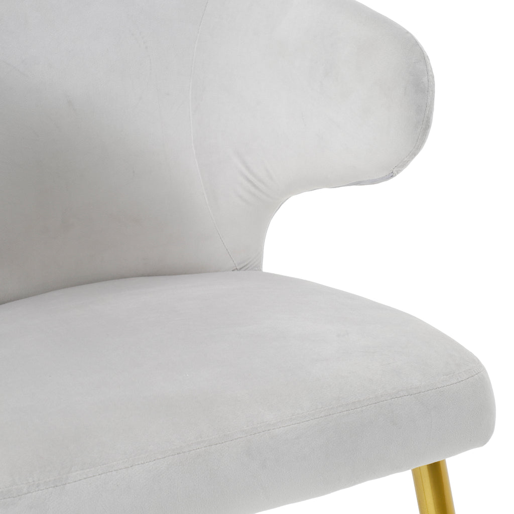 Grey Velvet Wingback Chair w/ Gold Legs