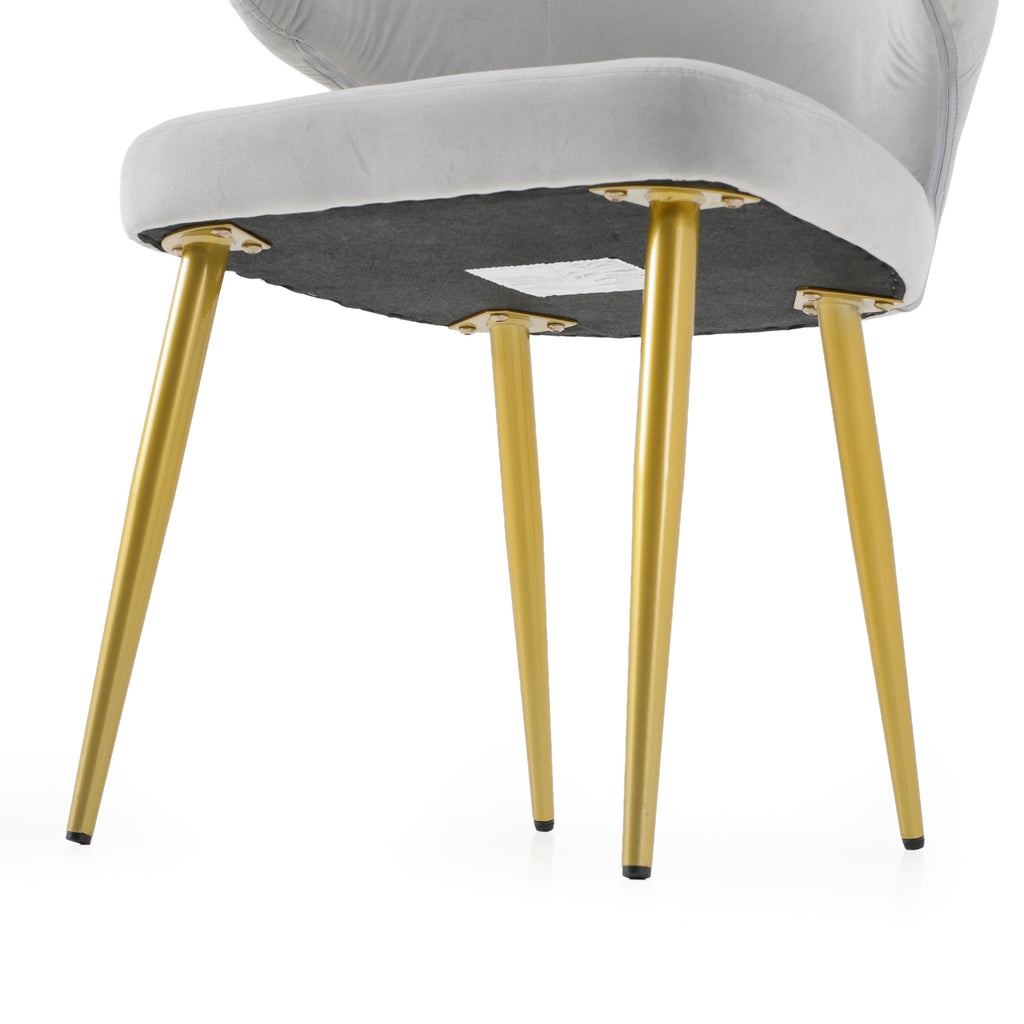 Grey Velvet Wingback Chair w/ Gold Legs