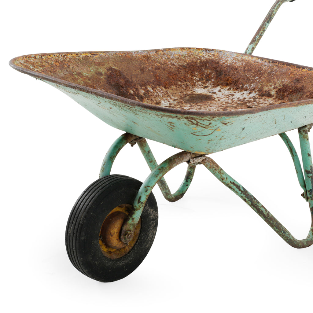 Rustic Green Wheelbarrow