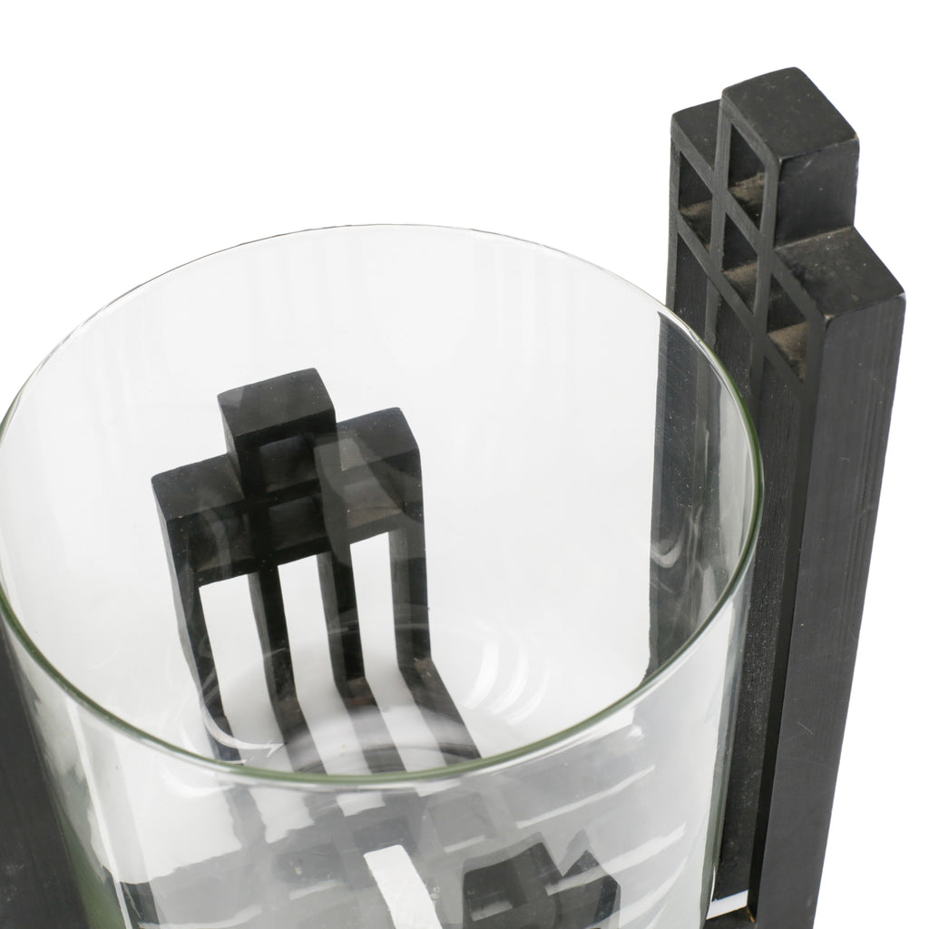 Glass Candle Holder / Planter With Black Stand (A+D)