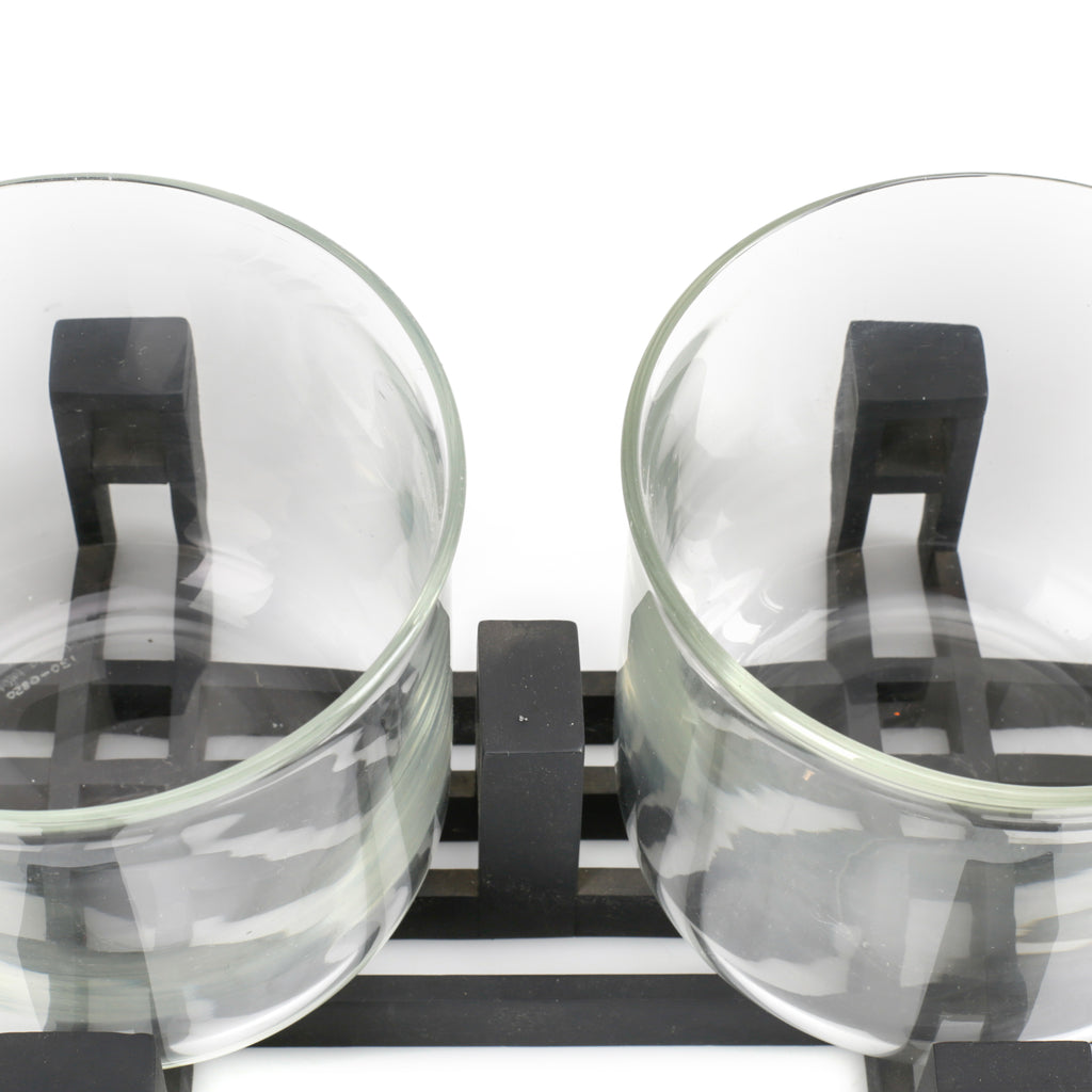 Double Glass Candle Holder / Planter With Black Stand (A+D)