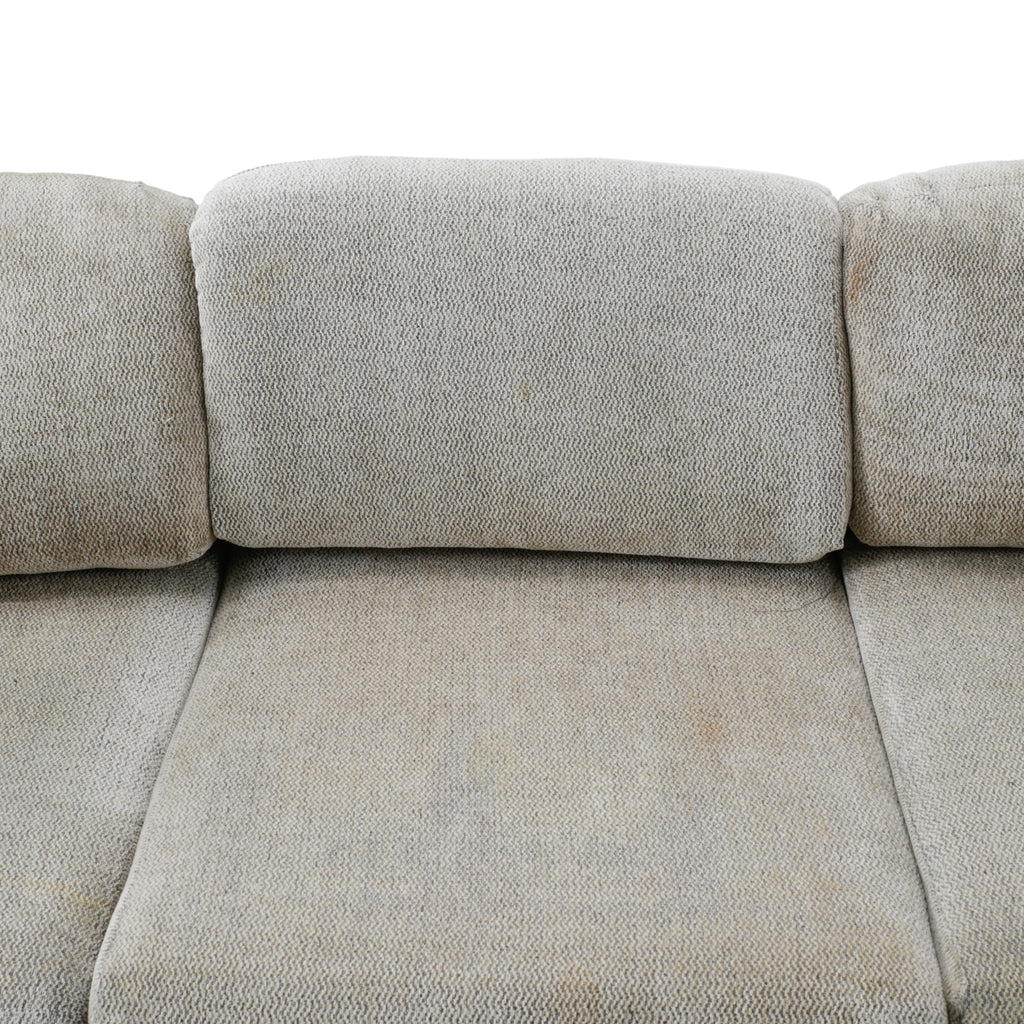 Distressed Beige Slatted Frame Bentwood Sofa