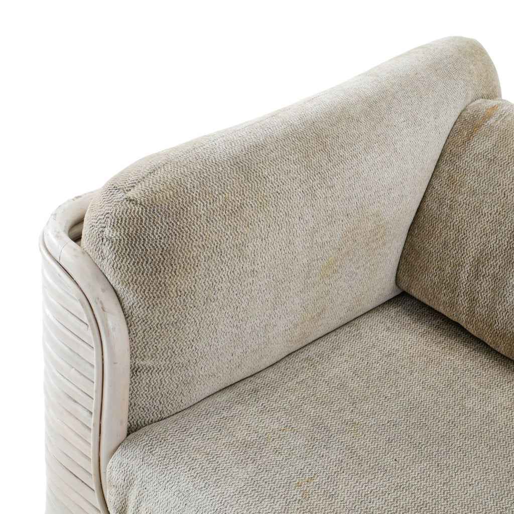 Distressed Beige Slatted Frame Bentwood Sofa