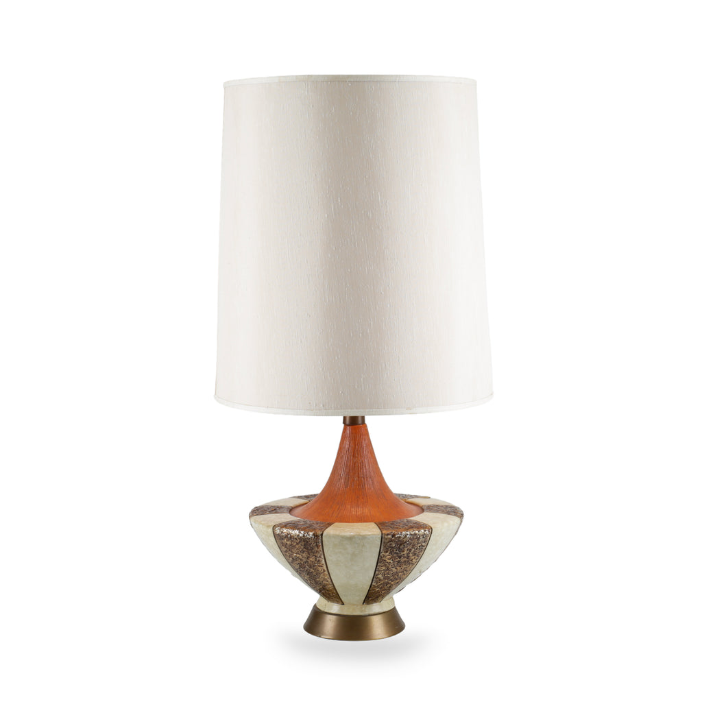 Bronze / White Ceramic Mid Century Table Lamp