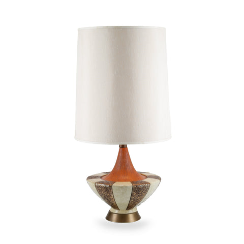 Bronze / White Ceramic Mid Century Table Lamp